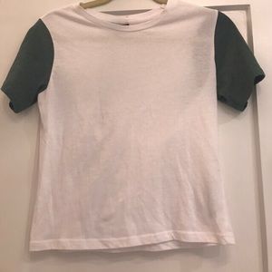 Topshop White and Green Short Sleeve Tee
